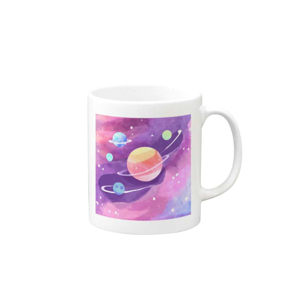 人生を笑いに変えるアートの宇宙のパワーを感じて Mug :right side of the handle