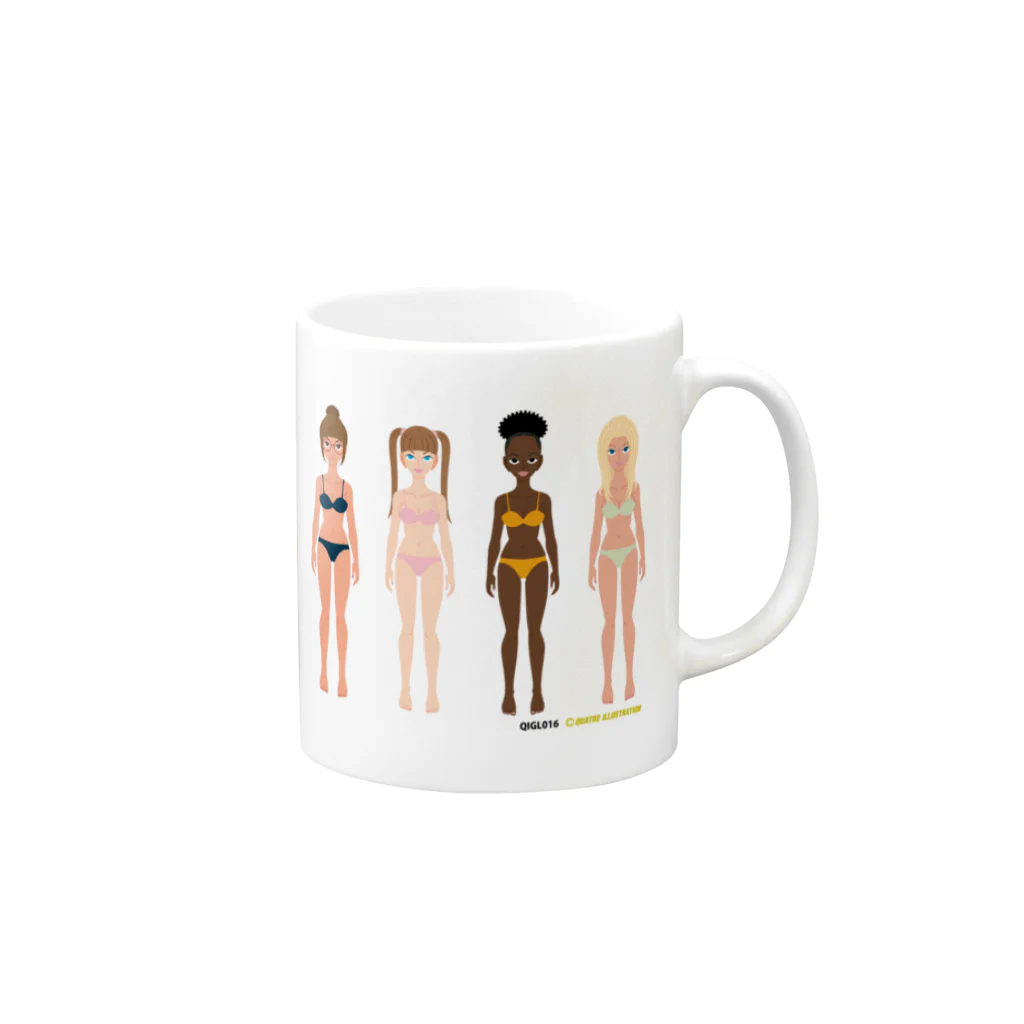 Quatre Illustrationのキャトル・ガール Mug :right side of the handle