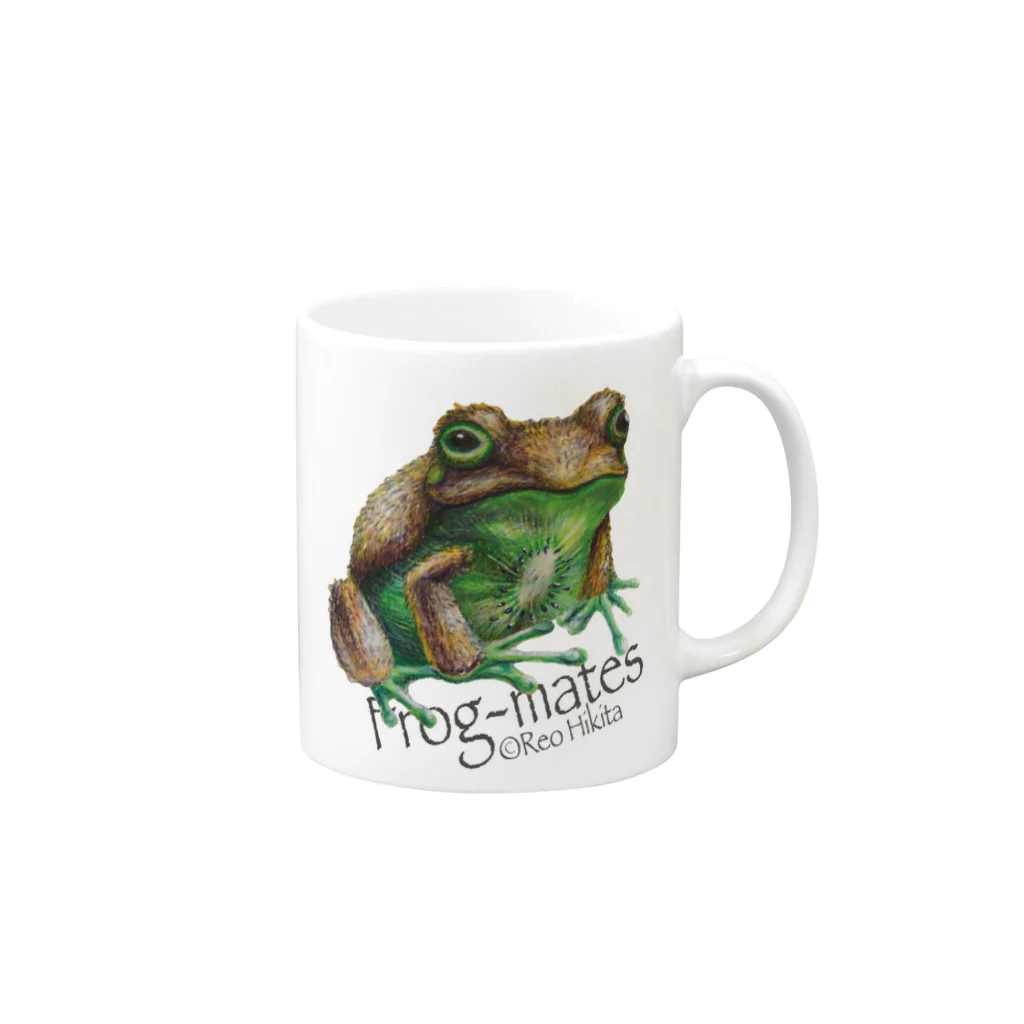 引田玲雄 / Reo Hikitaのカエルメイト(Frog-mates)より「キウイガエル」 Mug :right side of the handle