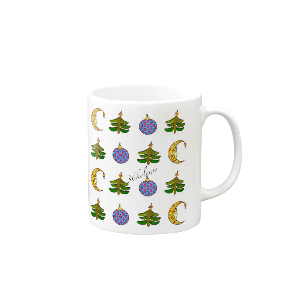 36koloursのChristmas Ornaments (36kolours) グリーン Mug :right side of the handle