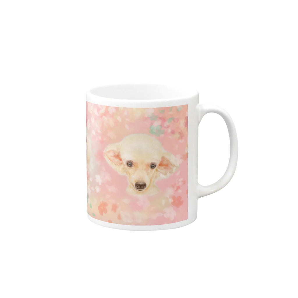 norikoの部屋のももちゃんマグカップ３つの似顔絵 Mug :right side of the handle