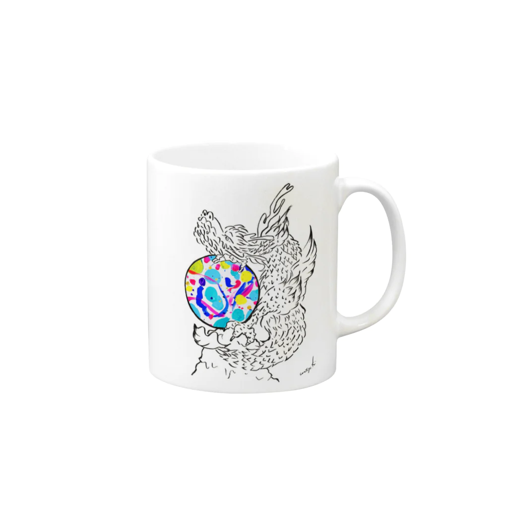 コンティーゴ・デザインのsave the earth _ sleepy dragon Mug :right side of the handle