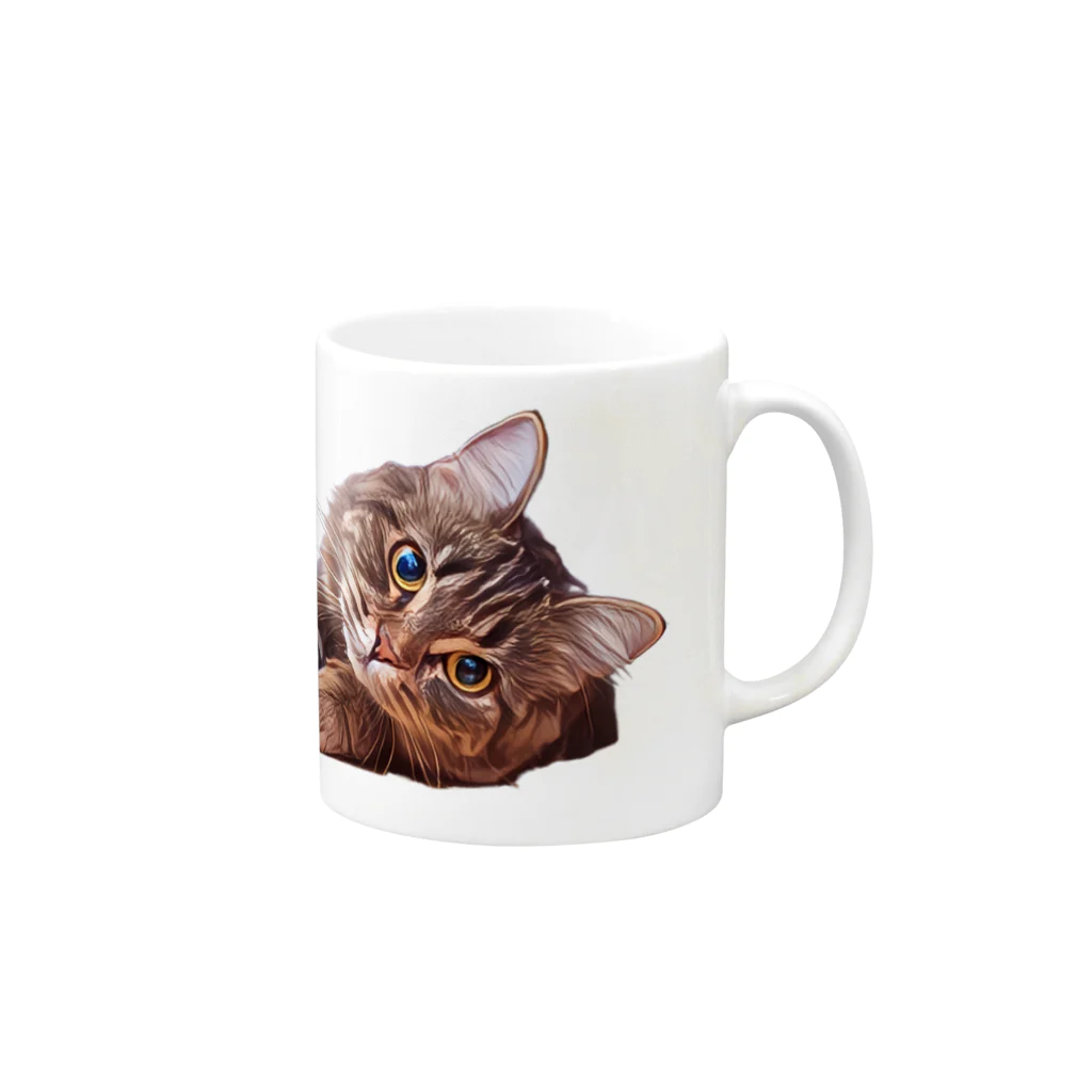 bitpiyoのねこちゃん Mug :right side of the handle