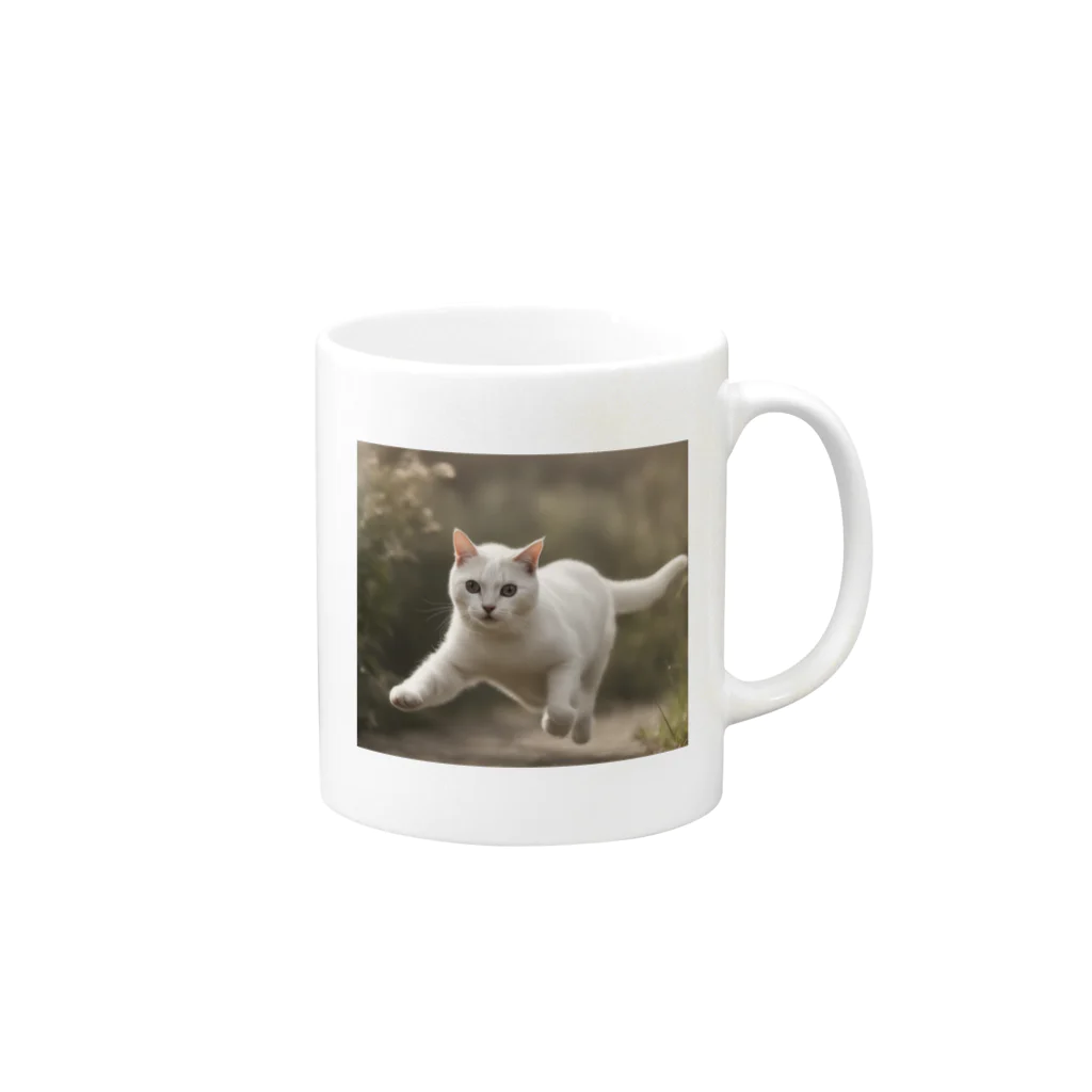 TAIYO 猫好きのフォトプリント美形白猫 Mug :right side of the handle