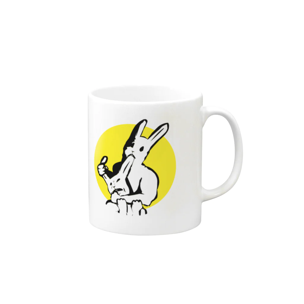 LONESOME TYPE ススの共喰い🐰（ウサギ） Mug :right side of the handle