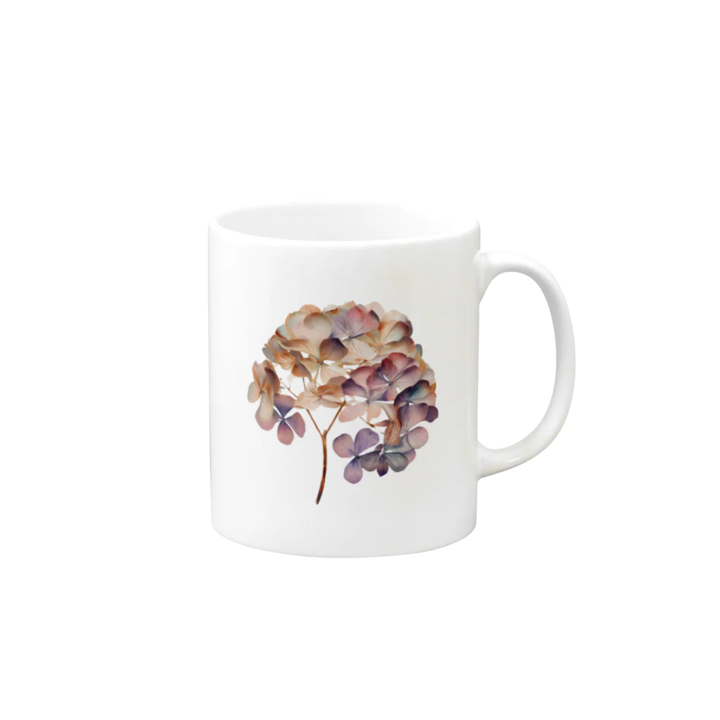 Atelier Petrichor Forestのアジサイ Hydrangea Mug :right side of the handle