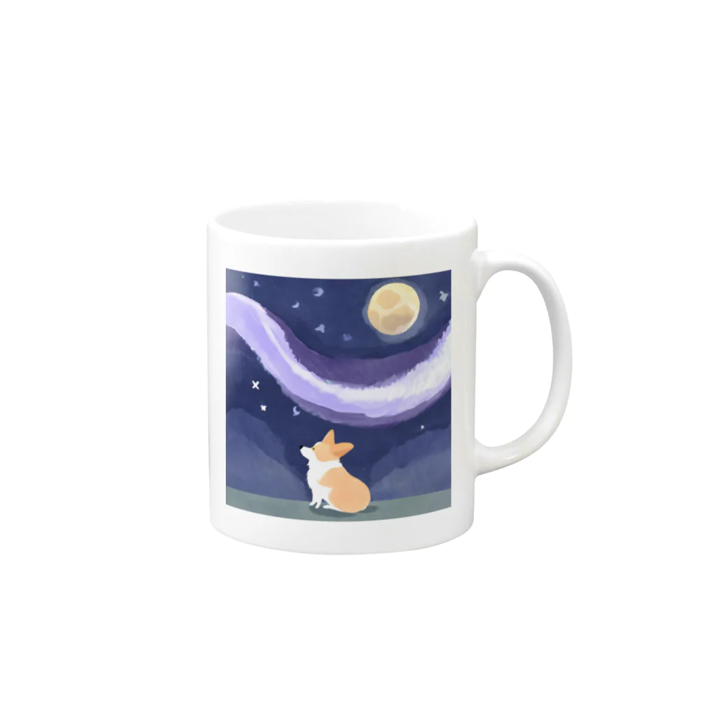 コーギーライフのお月見コーギー Mug :right side of the handle