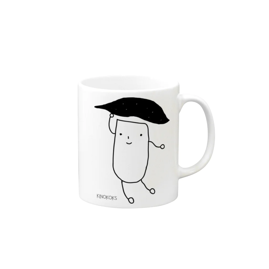 KINOKOKSのエリンギ先生 Mug :right side of the handle