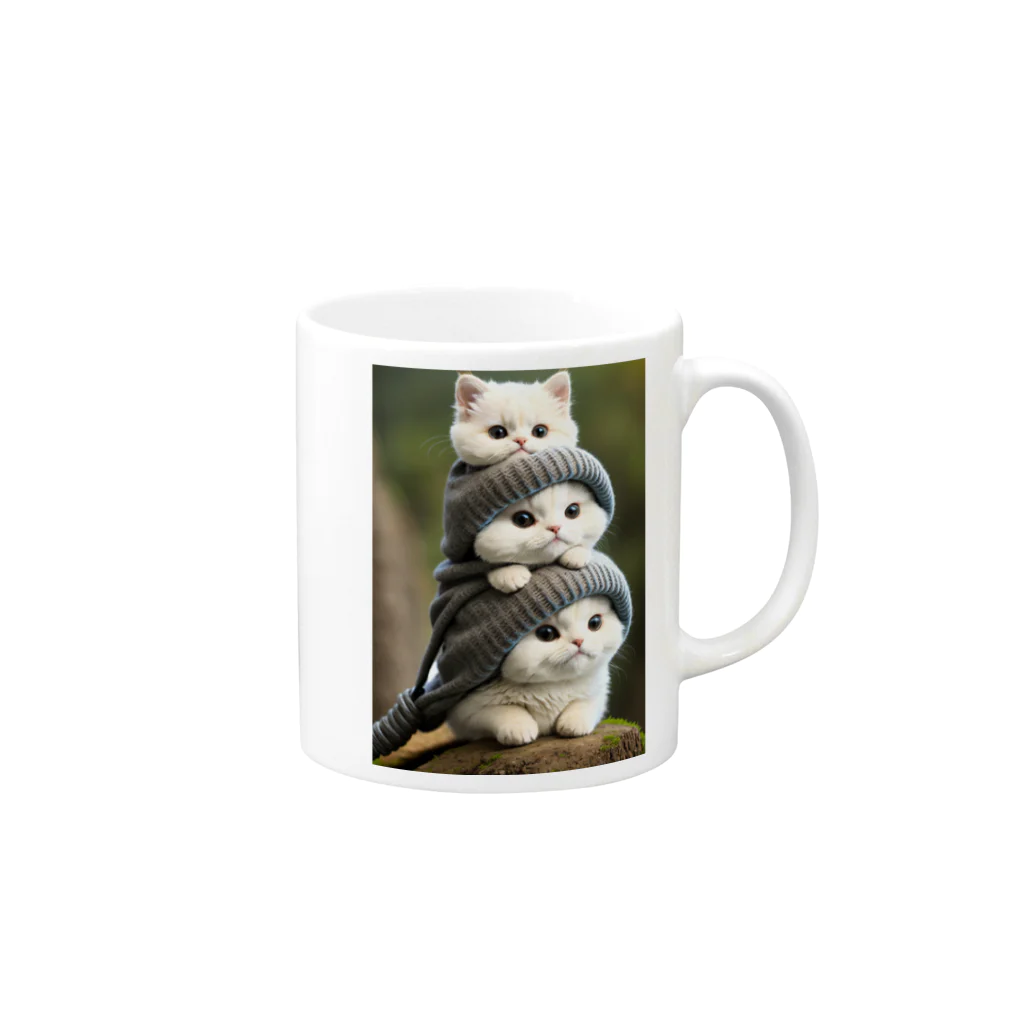 antianliang77の猫ちゃん三つ子 Mug :right side of the handle