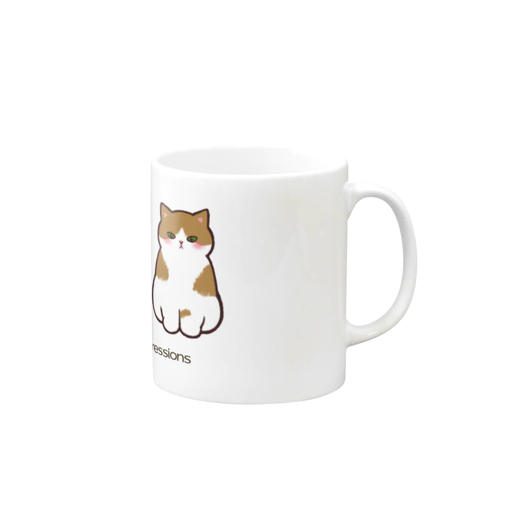 ふわにゃんshopのねこの一日 Mug :right side of the handle