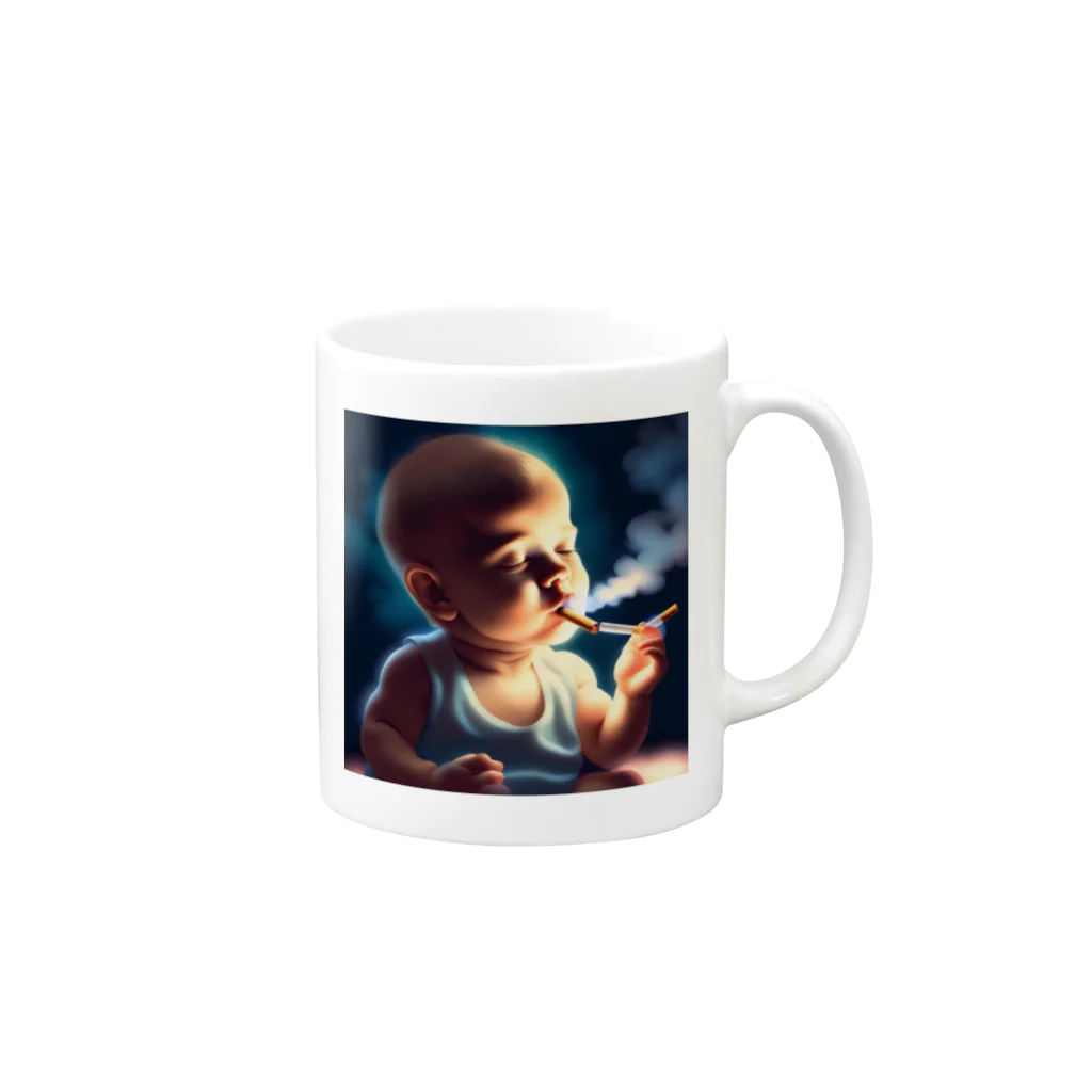 Baby smokerのBabyくん Mug :right side of the handle