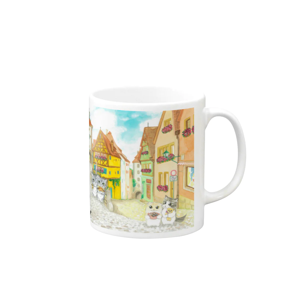 YOKO KOBAYASHIのニャンズ旅行記🇩🇪ドイツ Mug :right side of the handle