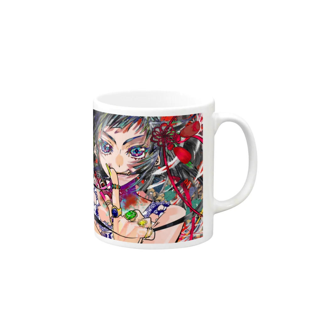 デジタルアートセンター神戸三宮の『カラフル原宿』 by 子濱直本 Mug :right side of the handle