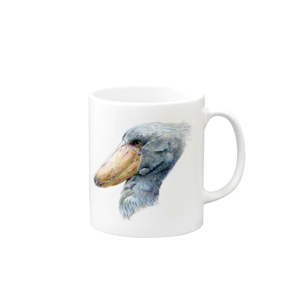 森口慶一　絵画グッズ　の色鉛筆画　『ハシビロコウ』 Mug :right side of the handle