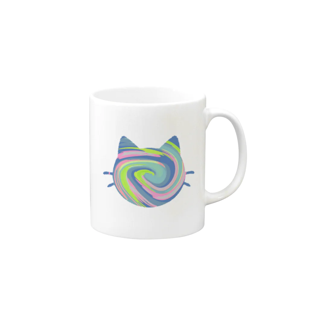 kurodaのマーブルねこ1 Mug :right side of the handle