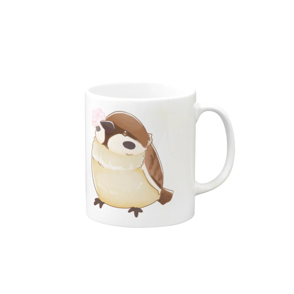 りこりすのmarumofuスズメ Mug :right side of the handle