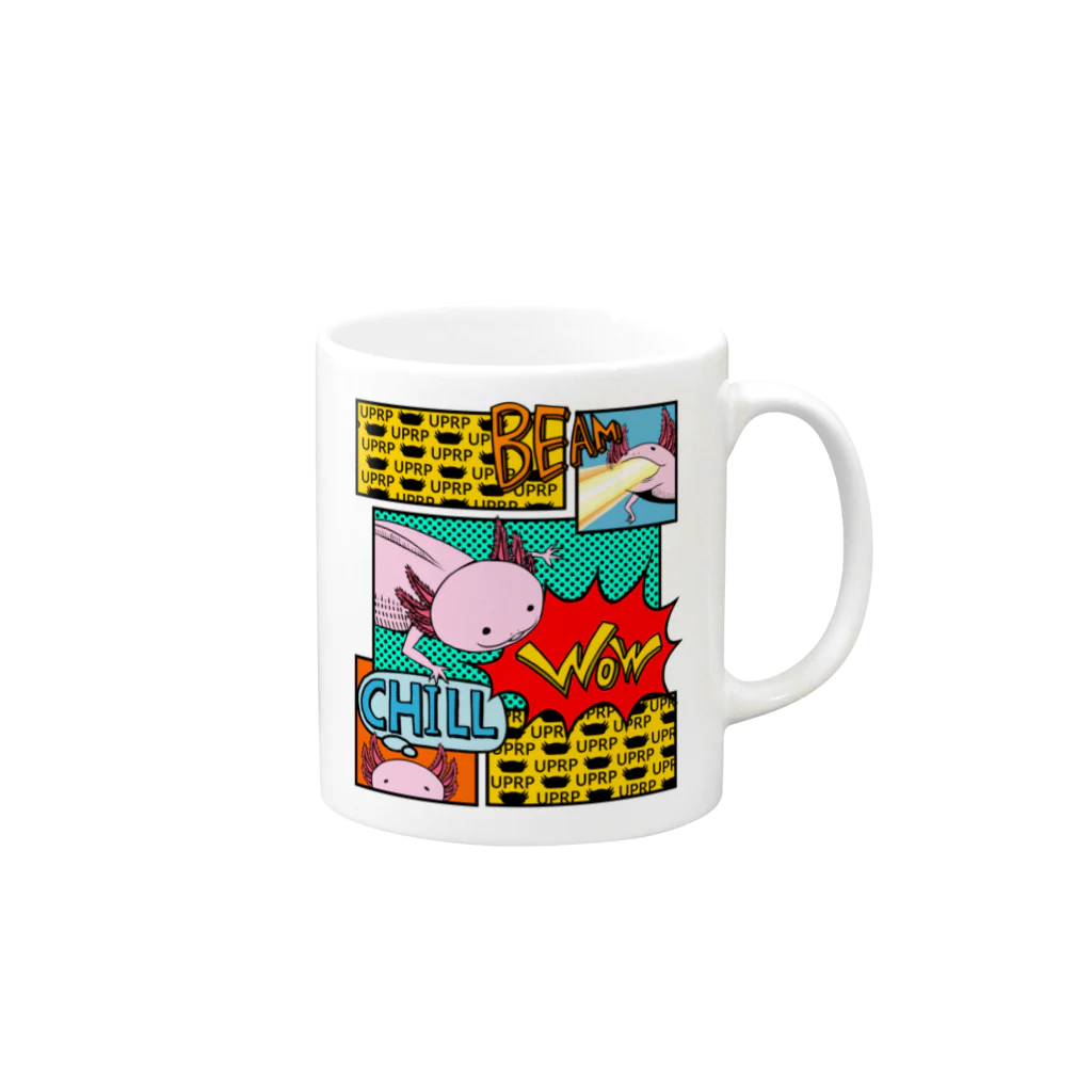 めいぷる工房メキシコサラマンダー支店のアメコミ風サラマンダー Mug :right side of the handle