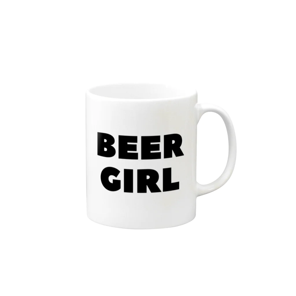 BEERのビールガール_黒字(透過) Mug :right side of the handle