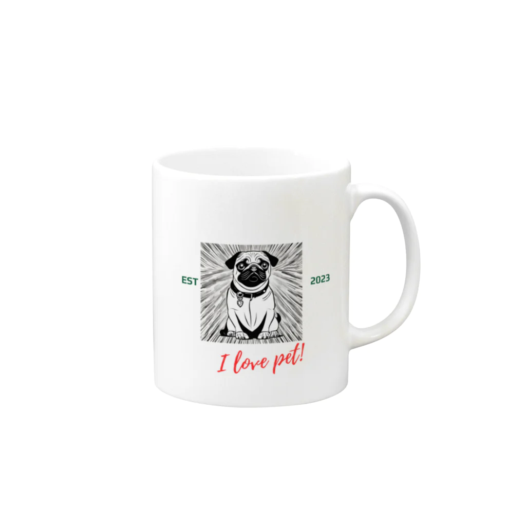 ワンダーワールド・ワンストップのDog　ペット好き⑥ Mug :right side of the handle