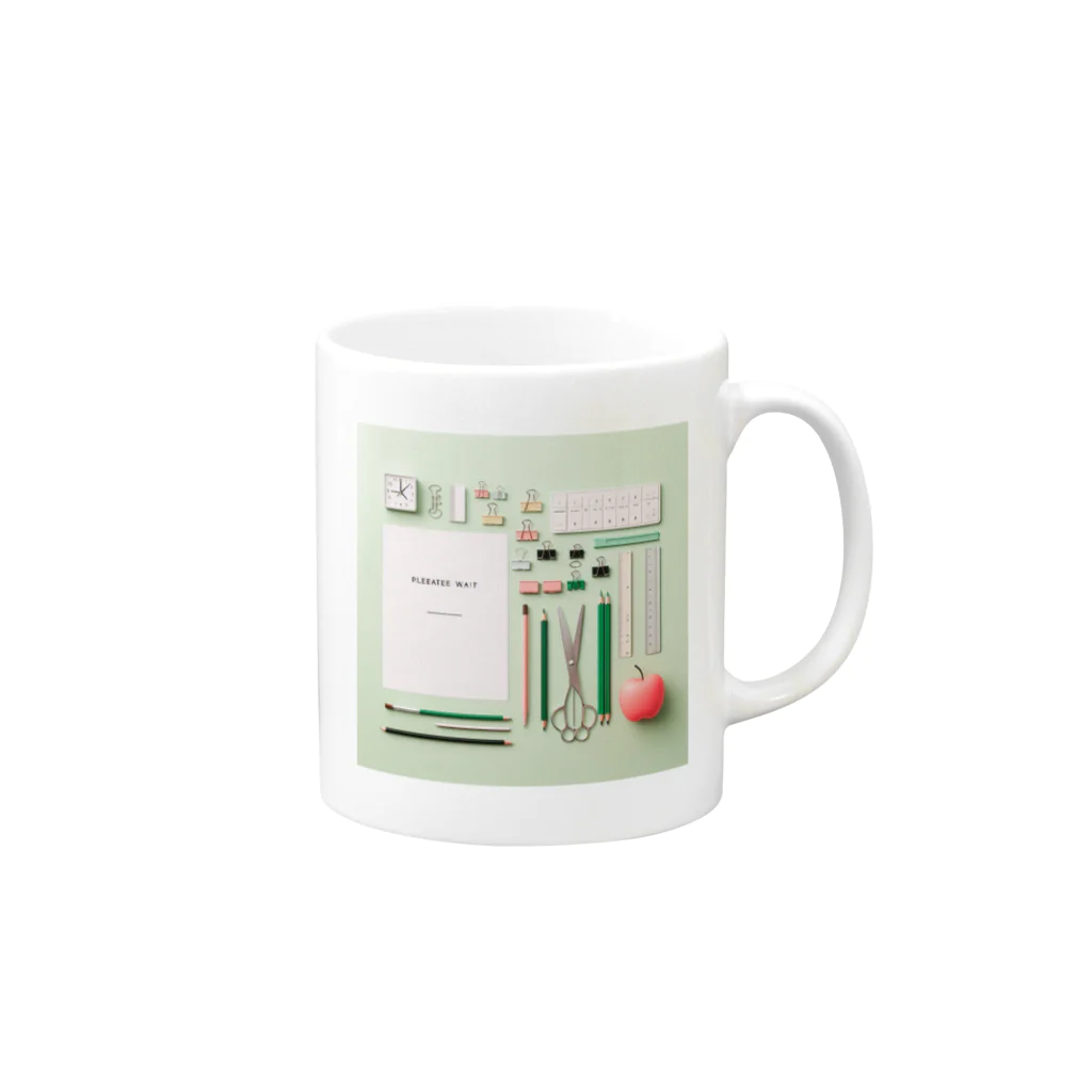 Lock-onの文房具大好き❤緑色02 Mug :right side of the handle