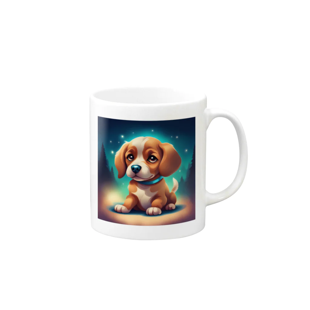 春乃遊羽アイディアイラストショップの可愛い犬のイラスト Mug :right side of the handle