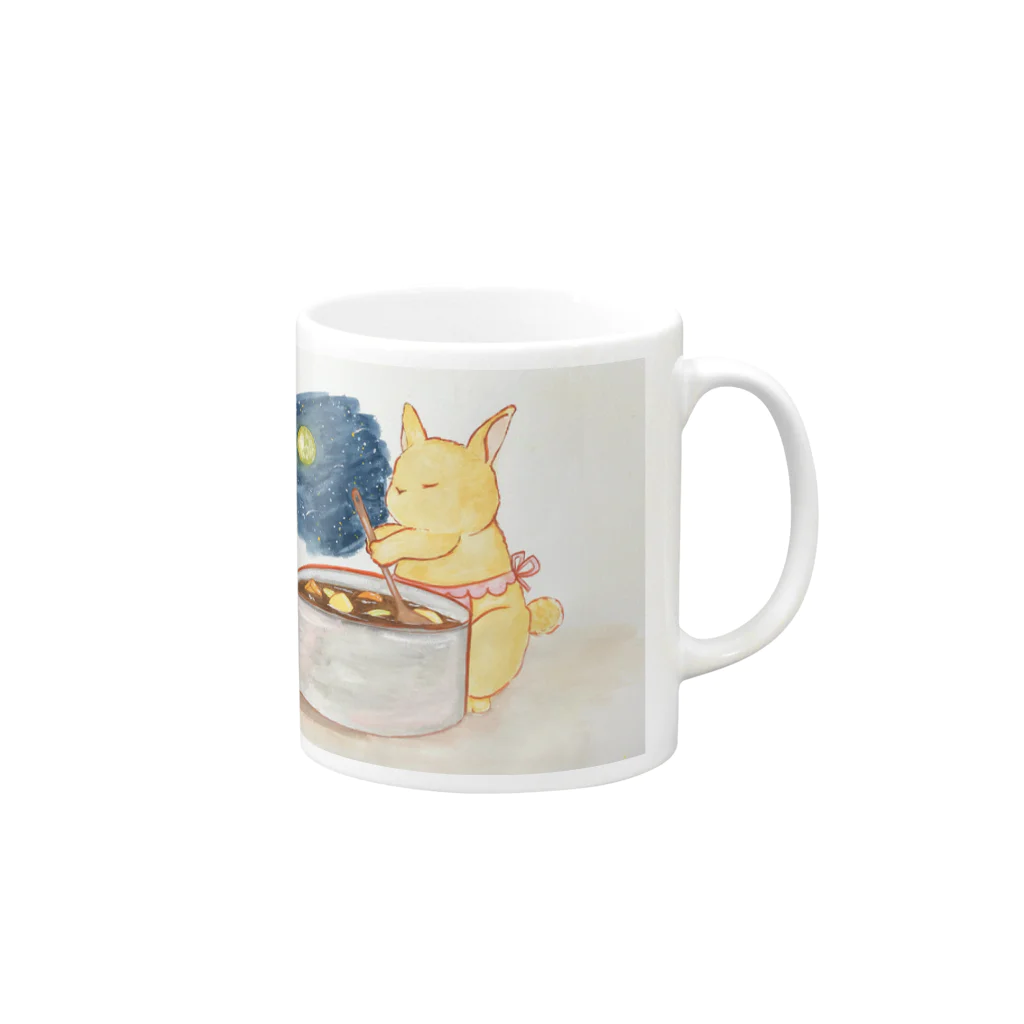 たまごちゃんのうさ母のほっこりごはん Mug :right side of the handle