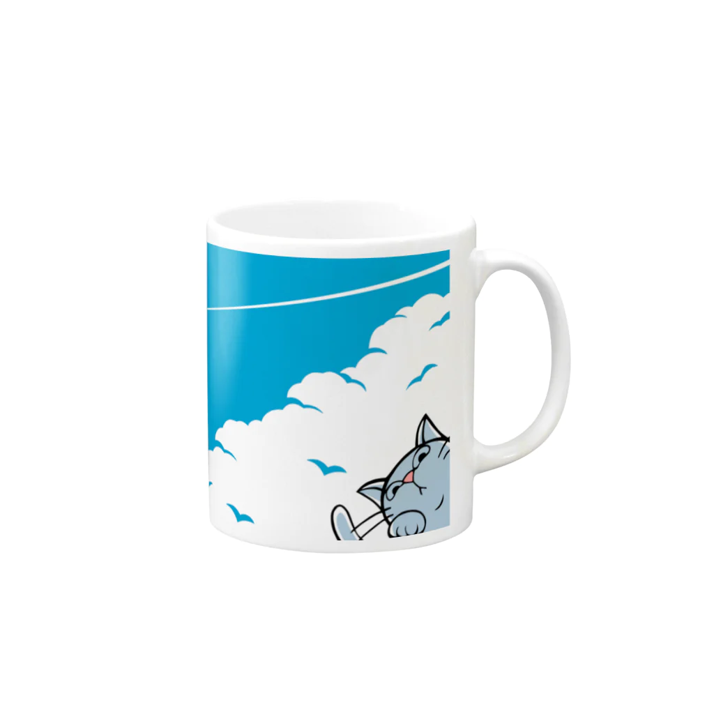 まつり猫ショップのヒコーキ雲 Mug :right side of the handle