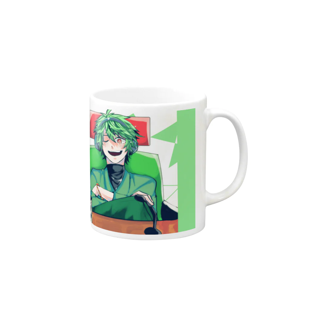 佐伯のカニちゃんと愉快な仲間達のながだい　配信画面イラストグッズ Mug :right side of the handle