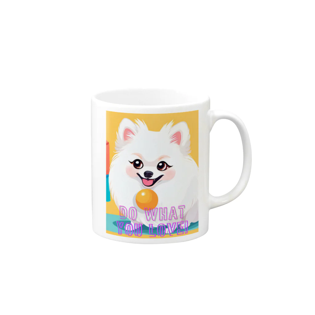 Pom-Dog'sの清楚系白ポメ　ポメ子 Mug :right side of the handle