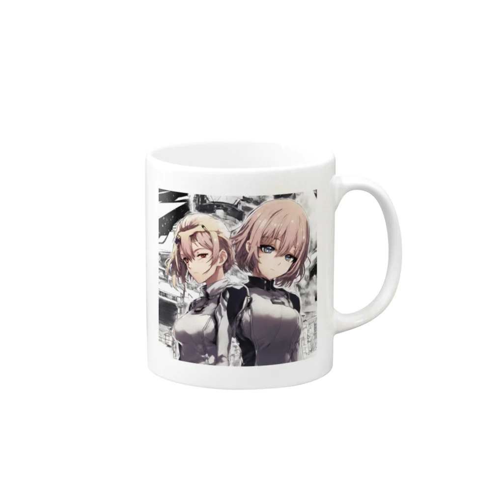 もふもふの美少女の宇宙を探検隊 Mug :right side of the handle