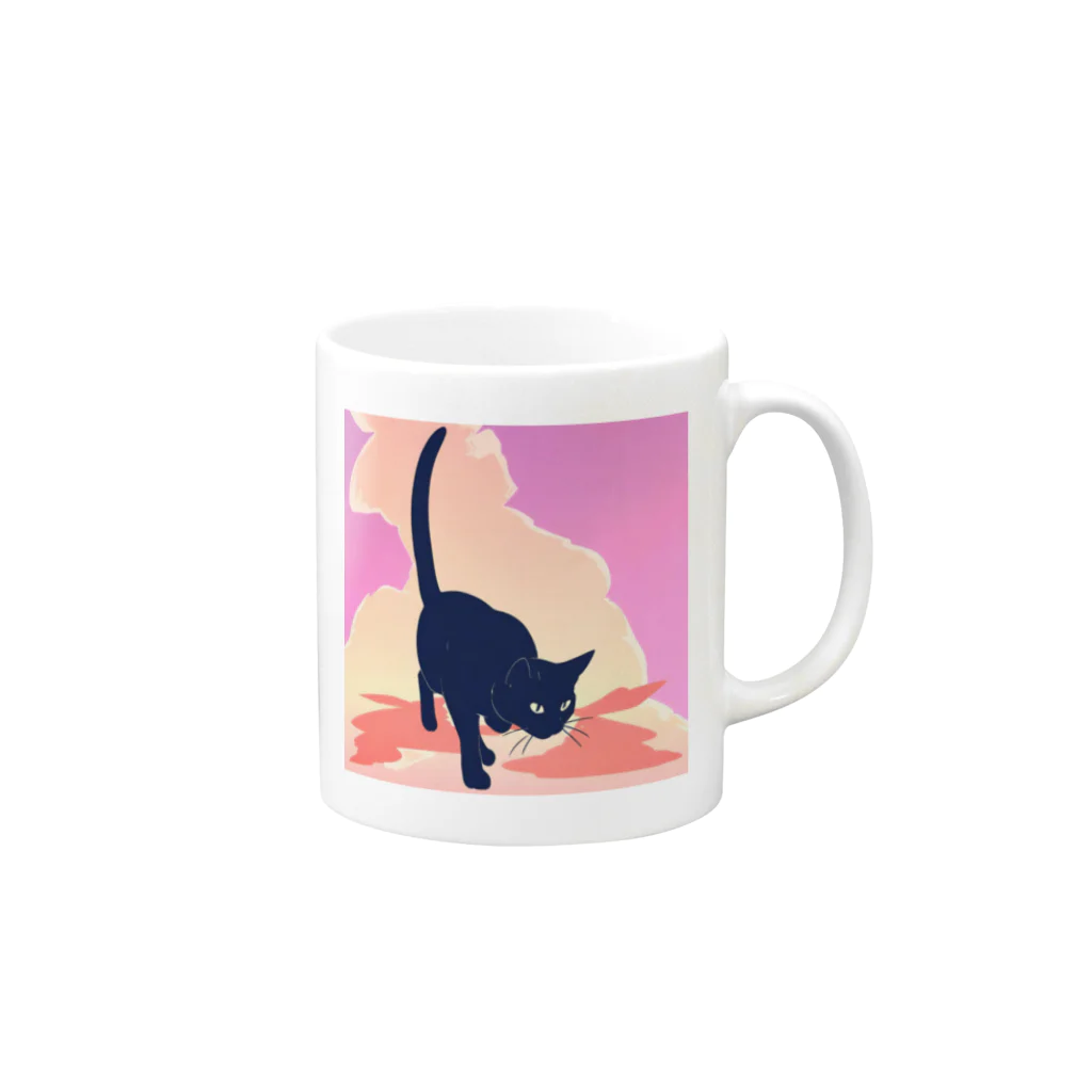 honariの黒猫POP Mug :right side of the handle