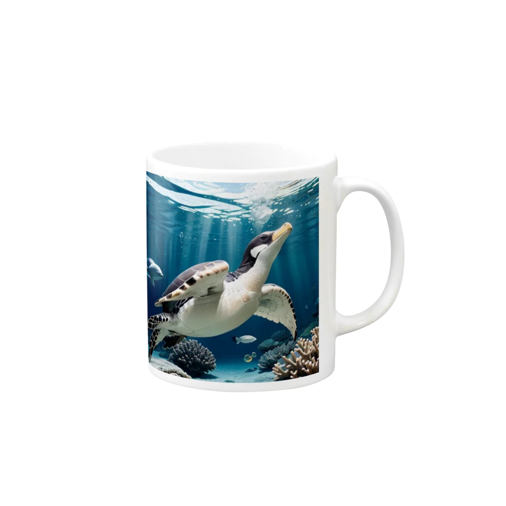 人魚の夢のペンガメ Mug :right side of the handle