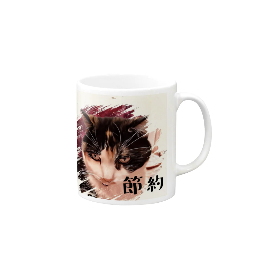 じろきちels-02cの節約三毛猫なっちゃん Mug :right side of the handle