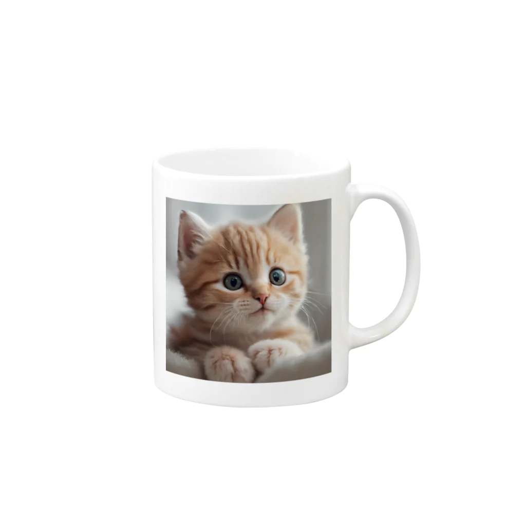 SaSuKeの癒される猫のイラスト Mug :right side of the handle