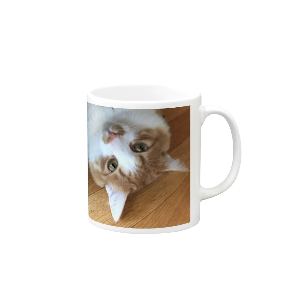 にこにこBLUEの猫の にこくん Mug :right side of the handle