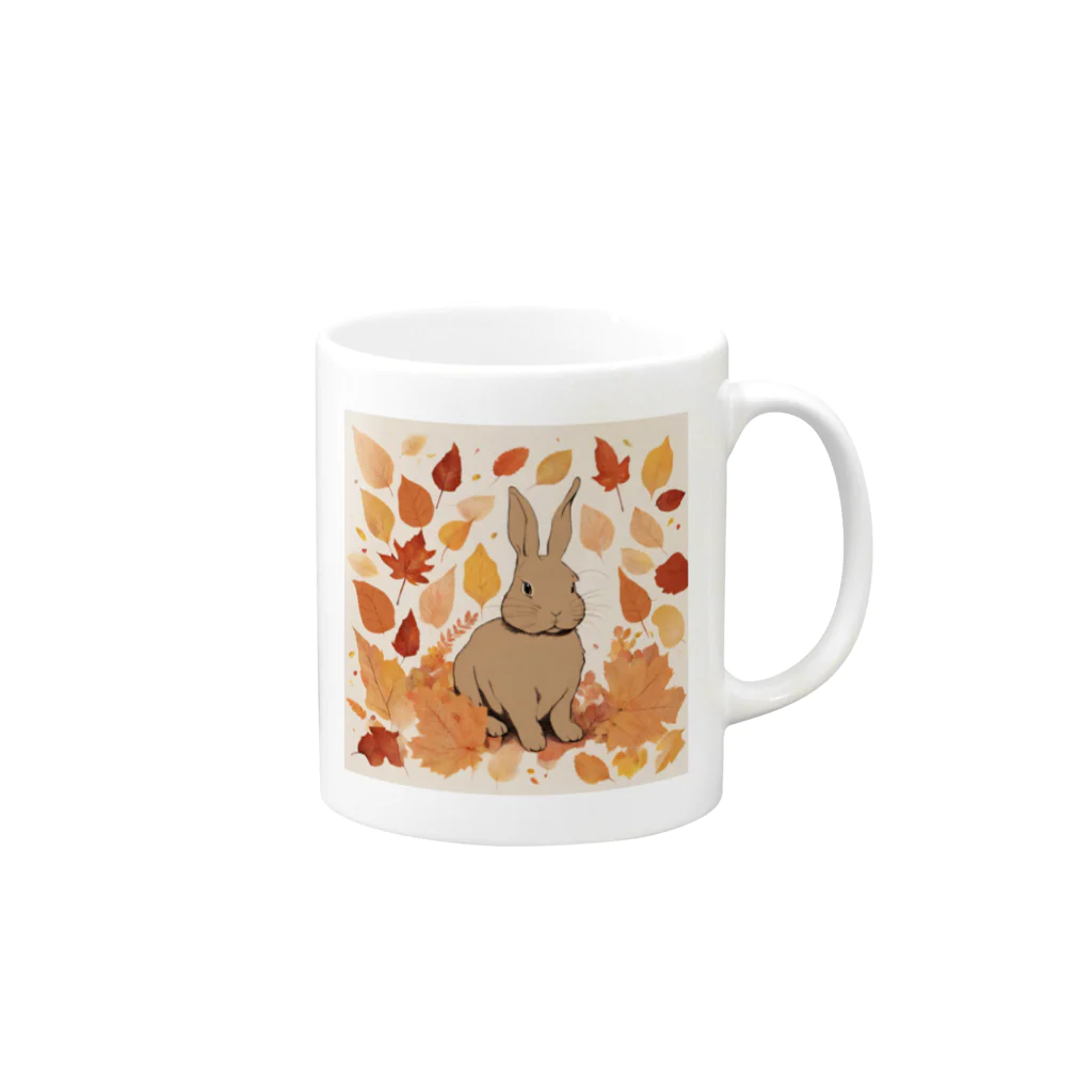 mojaの紅葉とうさぎ🐰 Mug :right side of the handle