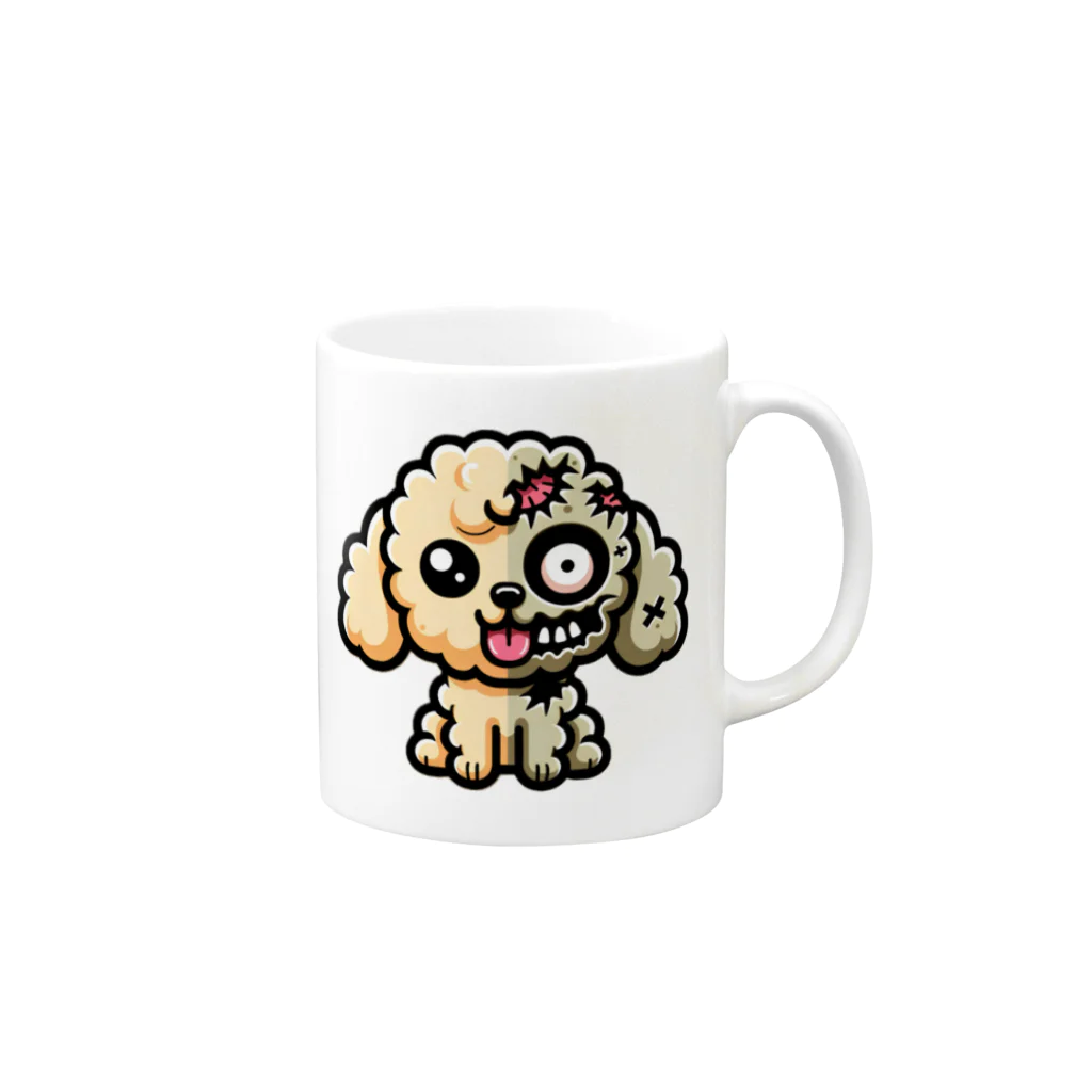 Mine-1のかわいいトイプードルグッズ　ゾンビ化 Mug :right side of the handle