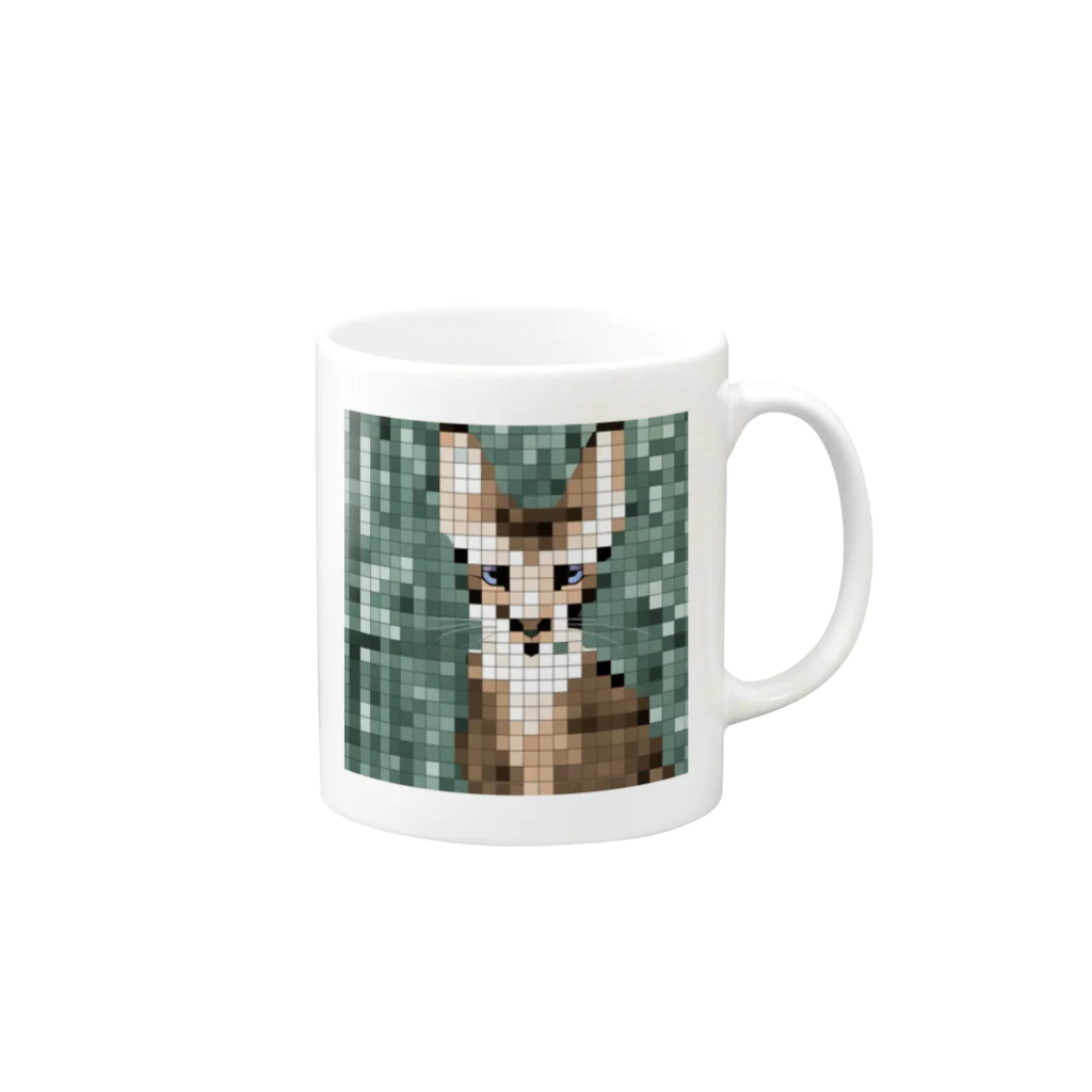 kindonesiaのドット絵のヒマラヤンキャット Mug :right side of the handle