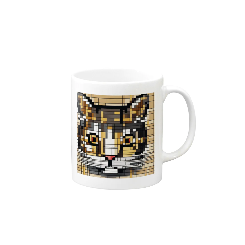 kindonesiaのドット絵のドット絵のオリエンタルショートヘア Mug :right side of the handle