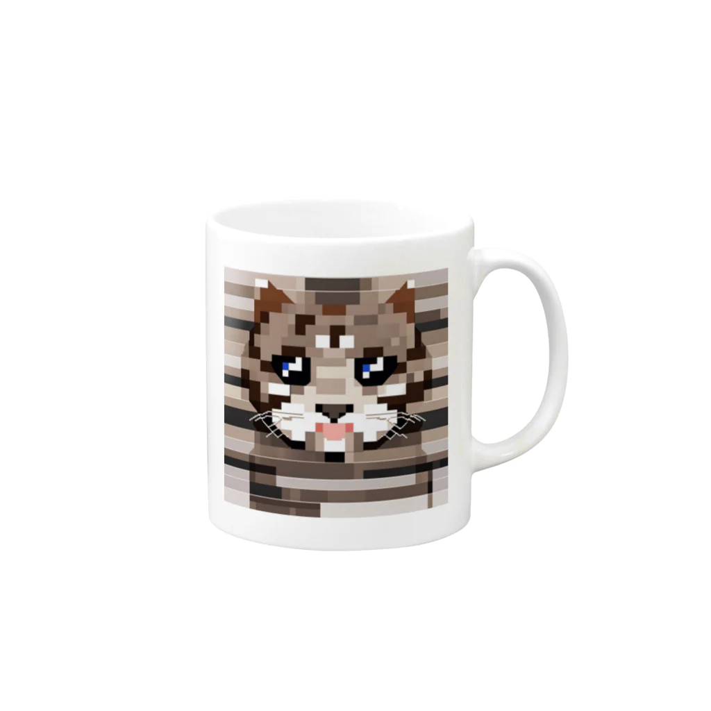 kindonesiaのドット絵のスコティッシュフォールド Mug :right side of the handle