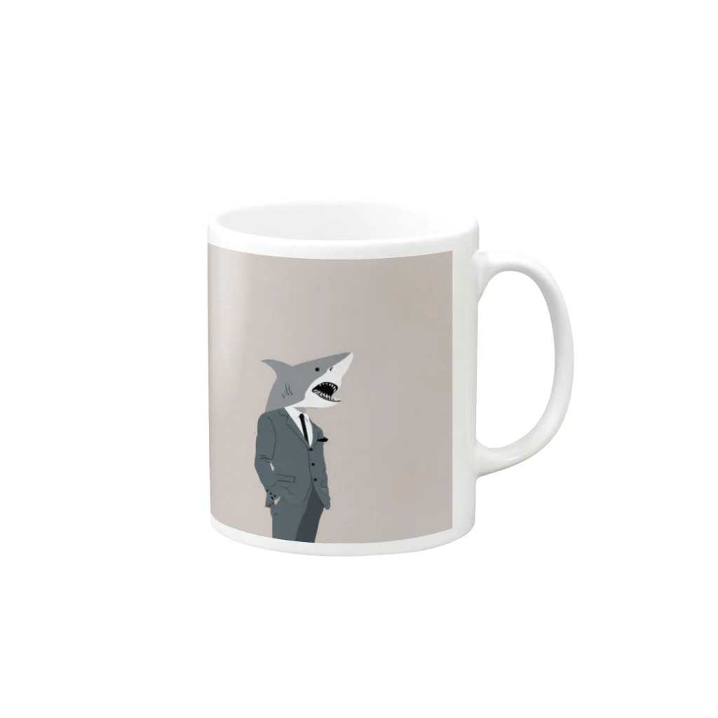 full count  animals design /究極動物工房のトップ営魚マンさめお Mug :right side of the handle