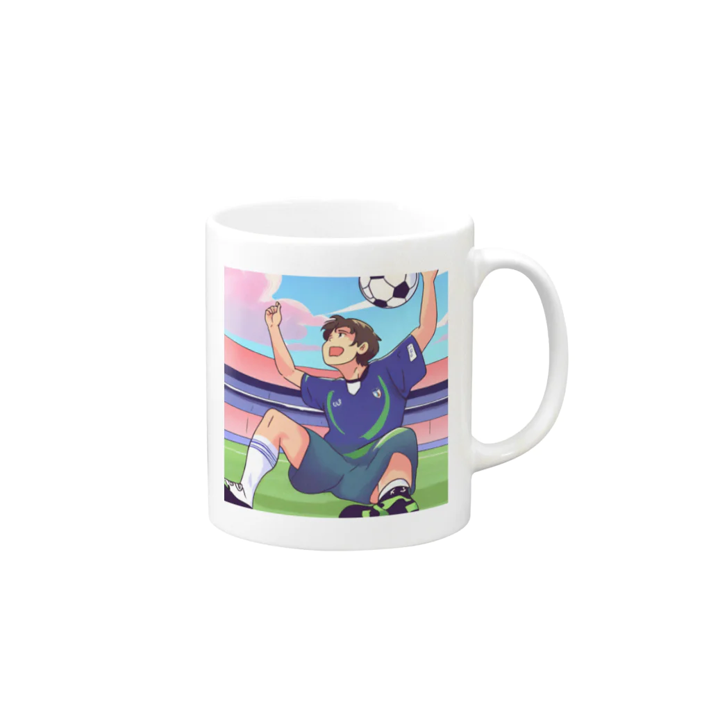 ほっこりグッズBASEのワールドカップ優勝を夢見るサッカー少年 Mug :right side of the handle