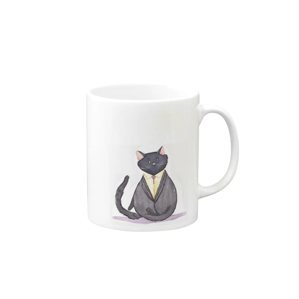 kgymのスーツ猫 Mug :right side of the handle