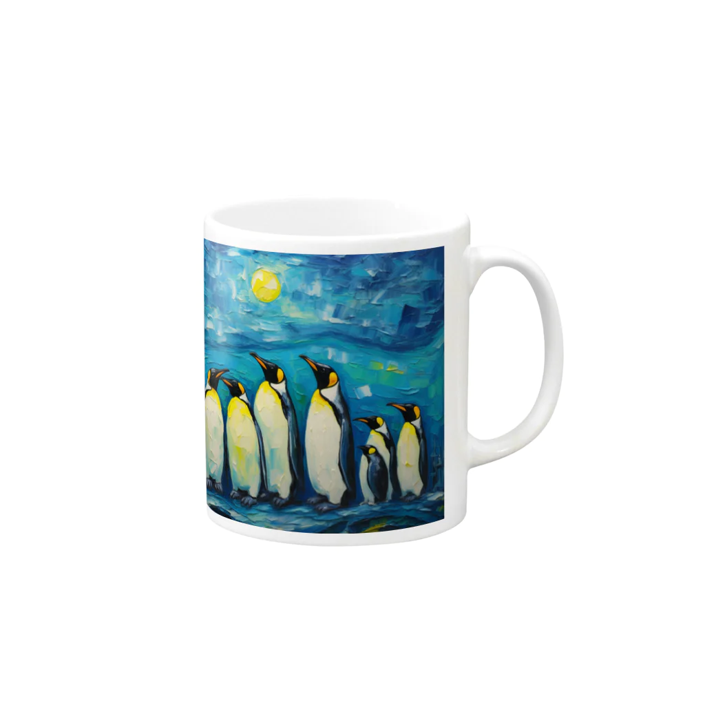 コウテイペンギン至上主義のコウテイペンギンのお月見 Mug :right side of the handle