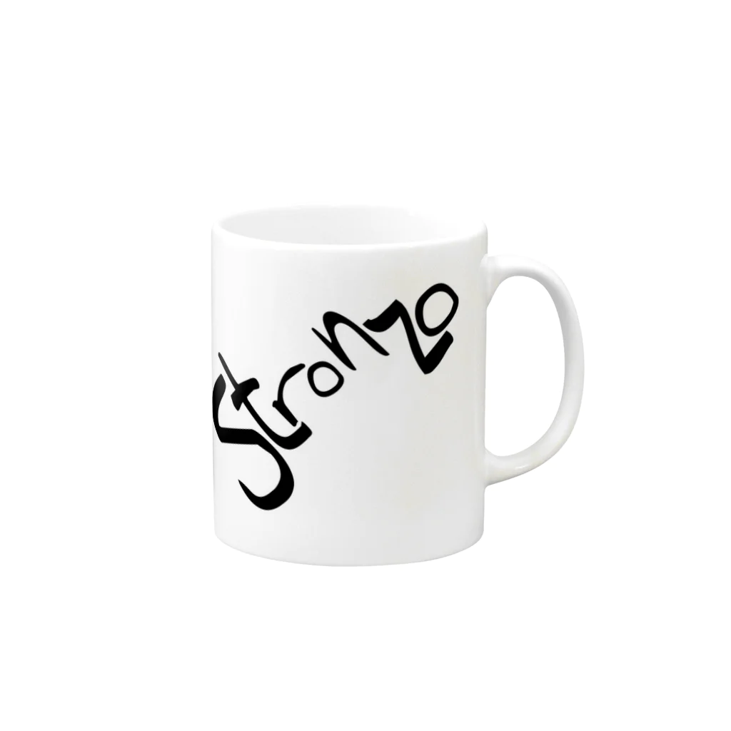 Stronzo(ストロンツォ)のStrozoロゴ Mug :right side of the handle