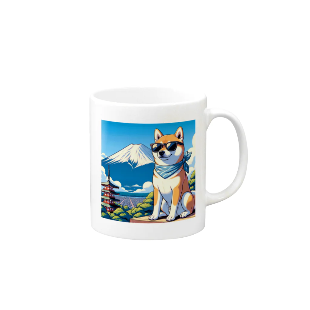 ピヨっこのサングラス犬　【銀次郎】 Mug :right side of the handle