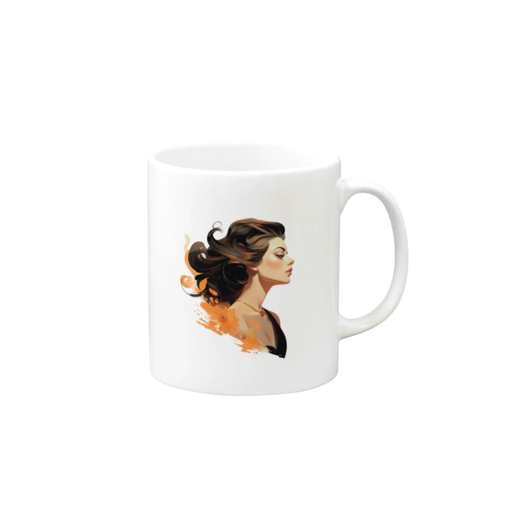 ToshyのElegant woman Mug :right side of the handle