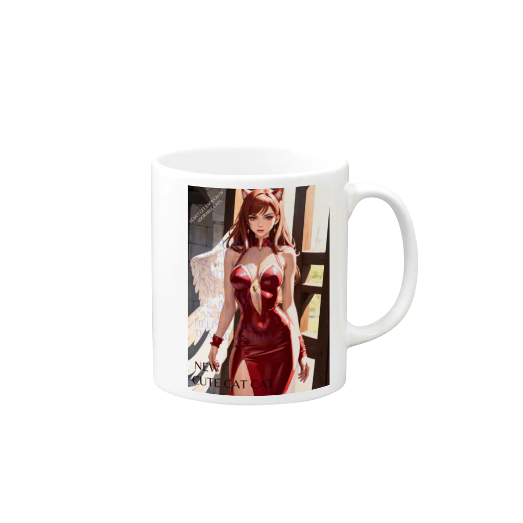 かわいいzakkaのCUTE猫耳天使シリーズ１８ Mug :right side of the handle