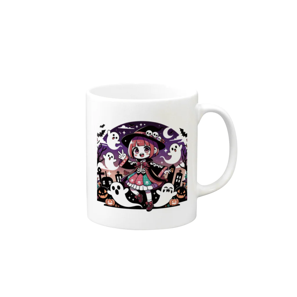 ArtifyGoodsのハロウィンの魔法少女 Mug :right side of the handle