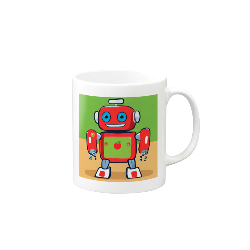 pepe55の青森　 "津軽のりんごガードロボット" Mug :right side of the handle